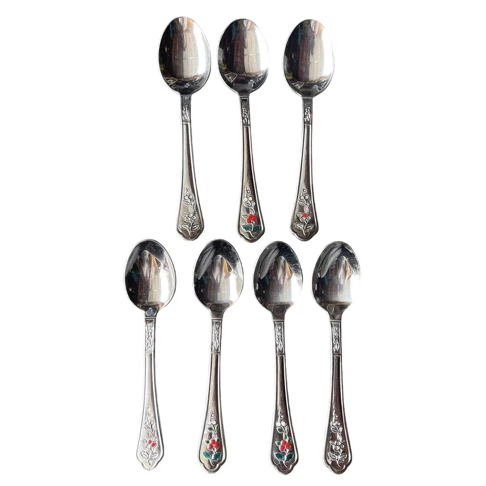 7 PFALTZGRAFF‎ Winterberry Holly Teaspoon Tablespoon Spoon Flatware Christmas